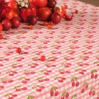 This is a red tableware by Michelle Pham called cherry blockprint tablecloth in red gingham - 70x120 in standard