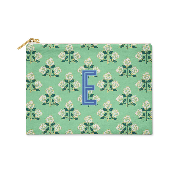 Custom Flat Zip Pouch - Betsy Green Single Initial