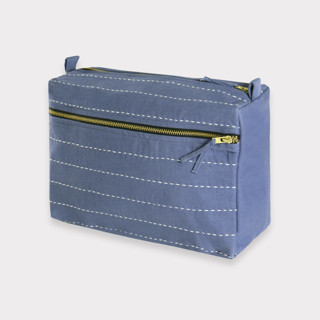 This is a blue back to school supplies by Anchal called large pin-stitch toiletry bag - slate in standard