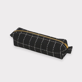 This is a black custom bag by Anchal called Small Grid-Stitch Toiletry Bag - Charcoal in standard.