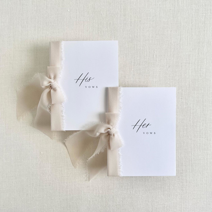 His and Her Vow Book Set - Customizable Ribbon Colors