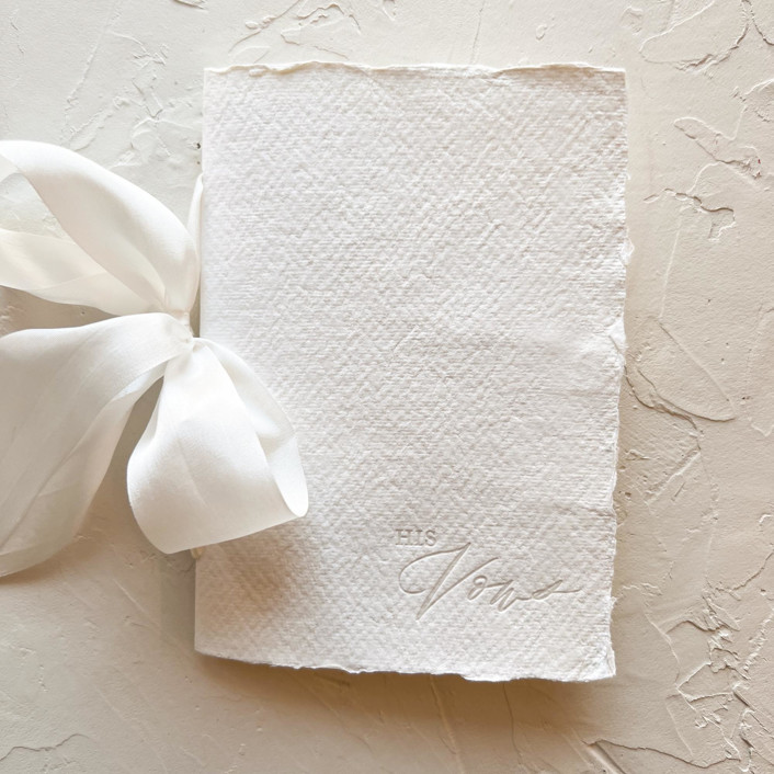 HIS Vow Book | letterpressed with silk ribbon - white