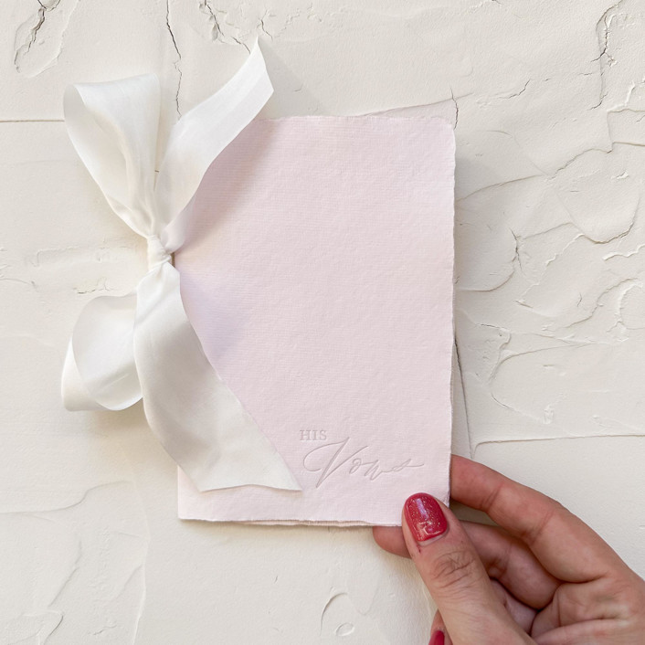 HIS Vow Book | letterpressed with silk ribbon - blush