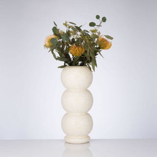 This is a white vases by DinaDecor called ceramic sculptural vase - white  stacked & chic in standard