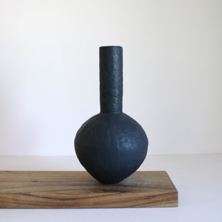 Coal Black Sphere Bottle Vase by Giselle Hicks
