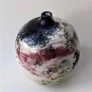 This is a multicolor vases by Liz Vigoda called one-of-a-kind hand thrown and hand painted bud vase - red, white and black in standard
