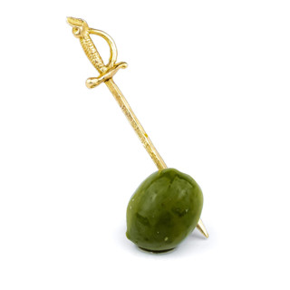 This is a brass tableware by Shelton Metal called sword martini picks in standard