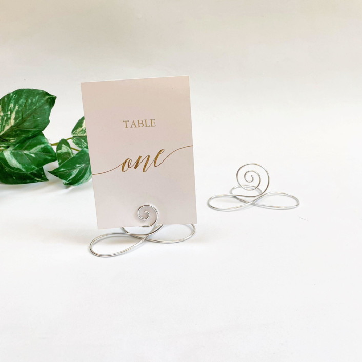 Silver Wire Infinity Table Number Card Holder, Set of 5