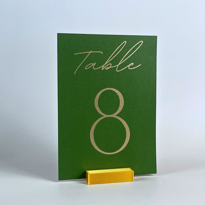 Gold Color Rectangle Table Number Holder, Set of 5 Centerpieces by Corduroy Effect Minted
