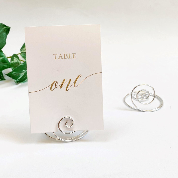 Silver Wire Spiral Table Number Card Holder, Set of 5