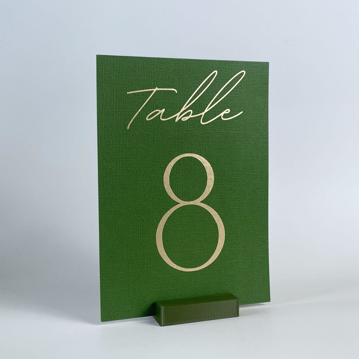 Army Green Rectangle Table Number Holder, Set of 5 Centerpieces by Corduroy Effect Minted
