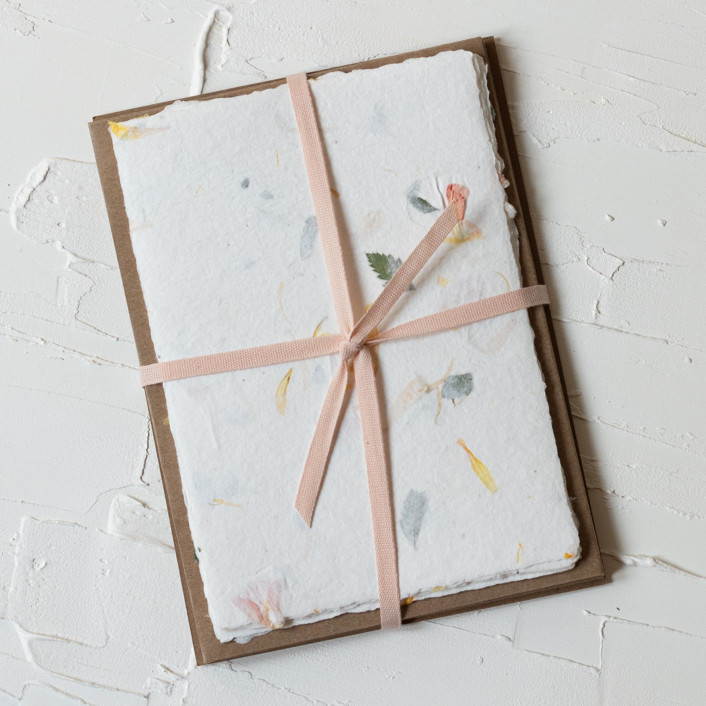 Floral Handmade Paper A7 Sheets, Set of 6