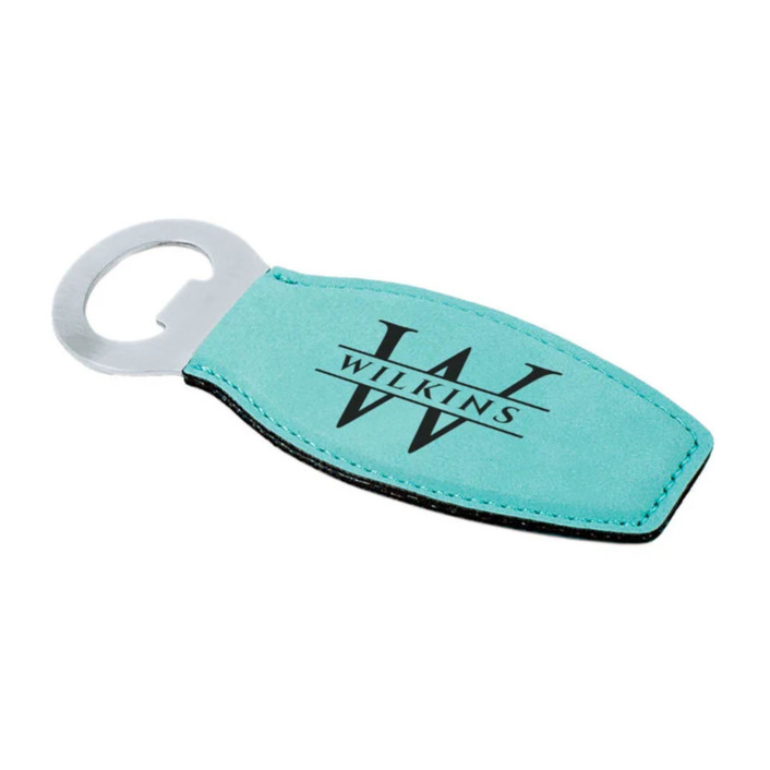 Custom Engraved Vegan Leather Small Magnetic Bottle Opener by Papel Custom Design