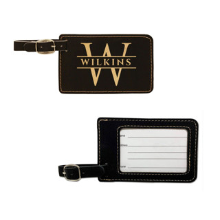 This is a multicolorassorted-colors wedding gifts by Papel Custom Design called custom engraved vegan leather luggage tag set of 2 monogrammed in standard