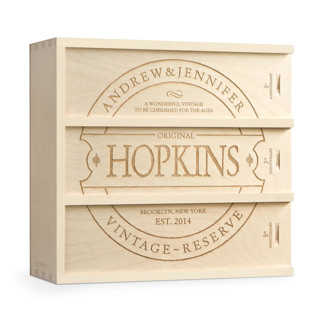 This is a natural wedding gifts by Artificer Wood Works called family vintage - personalized  anniversary wine box in standard