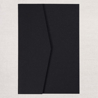 This is a black vellum wedding invitations by Papel Custom Design called qty of 50 custom black irridescent shimmer simply elegant tri-fold pocket with mailing envelopes in standard