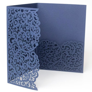 This is a multicolorassorted-colors vellum wedding invitations by Self Stationery called custom laser cut lace pattern pockets for 5x7 cards | set of 10 | envelopes included in standard