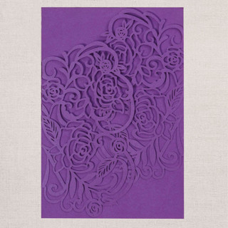 This is a multicolor vellum wedding invitations by Papel Custom Design called qty of 50 custom fabulous asymmetrical rose design laser cut wedding invitation | other color options available in standard