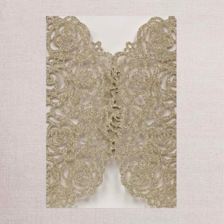 This is a multicolor vellum wedding invitations by Papel Custom Design called qty of 50 custom gold glitter rose design laser cut | other color options available in standard