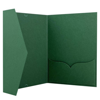 This is a green vellum wedding invitations by Self Stationery called 5x7 tri-fold pocket invitation | custom color | set of 10 | envelopes included in standard