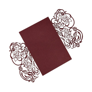 MIN-UJR-MWI - Burgundy Laser Cut Gatefold (Set of 10)