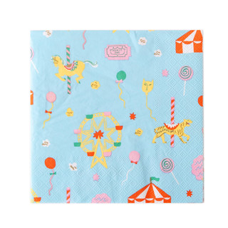 This is a multicolor decorative paper napkins by Jollity and Co called off to the fair large napkins - pack of 16 in standard