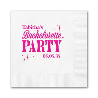 This is a white decorative paper napkins by Papel Custom Design called bachelorette party digital napkin in standard