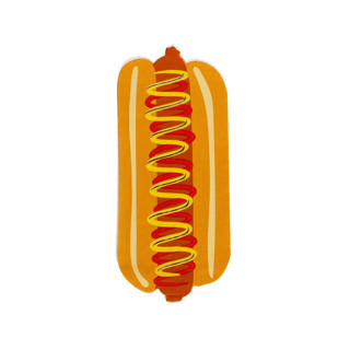 This is a brown decorative paper napkins by Jollity and Co called patriotic hot dog guest napkins - pack of 16 in standard