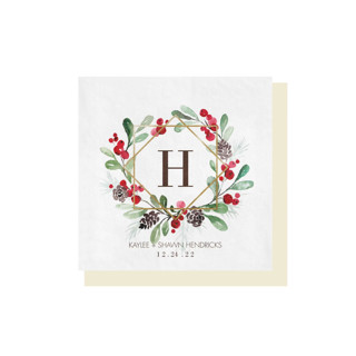 This is a multicolorassorted-colors decorative paper napkins by Papel Custom Design called custom holiday greenery napkin - pack of 100 in standard