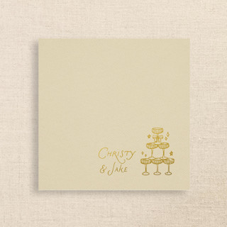 This is a natural decorative paper napkins by Papel Custom Design called champagne tower personalized cocktail napkins ivory in standard
