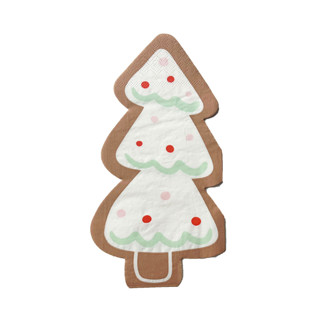 This is a white decorative paper napkins by Jollity and Co called baking spirits bright tree cookie guest napkins - set of 16 in standard
