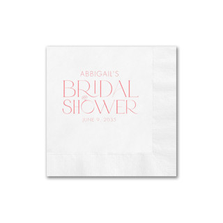 This is a white decorative paper napkins by Papel Custom Design called adorned bridal shower personalized napkin in standard