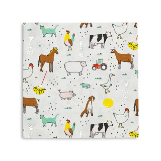 This is a multicolor decorative paper napkins by Jollity and Co called on the farm large napkins - pack of 16 in standard