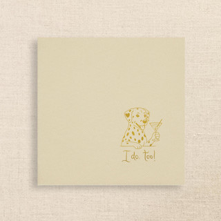 This is a natural decorative paper napkins by Papel Custom Design called “i do, too!” dalmatian wedding cocktail napkins champage in standard