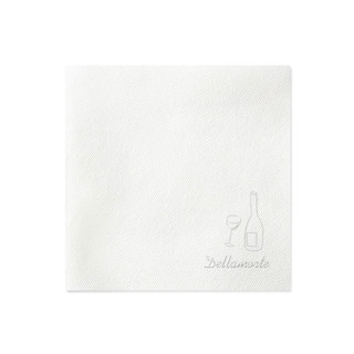 This is a white decorative paper napkins by ForYourParty called embossed wine bottle linen like luncheon napkins, set of 50 in standard