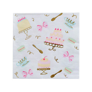 This is a multicolor decorative paper napkins by Jollity and Co called let them eat cake large napkins - pack of 16 in standard
