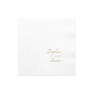 This is a white decorative paper napkins by ForYourParty called romantic script you and me, set of 50 in standard