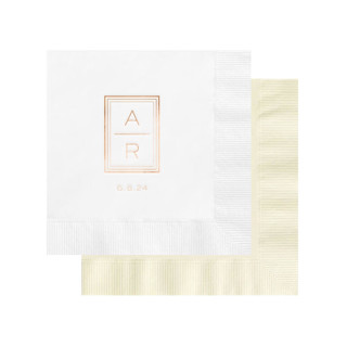 This is a multicolorassorted-colors decorative paper napkins by Papel Custom Design called modern monogram custom napkin - pack of 100 in standard