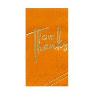 This is a orange decorative paper napkins by Jollity and Co called "give thanks" guest napkins - set of 16 in standard
