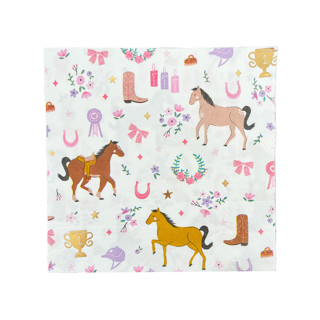 This is a multicolor decorative paper napkins by Jollity and Co called pony tales large napkins - pack of 16 in standard