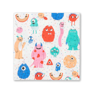 This is a multicolor decorative paper napkins by Jollity and Co called little monsters large napkins - pack of 16 in standard