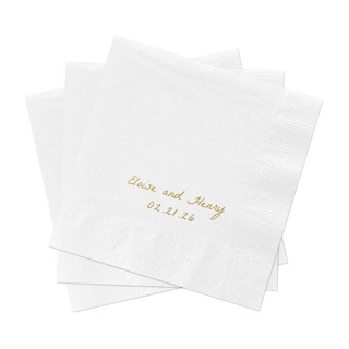 This is a multicolorassorted-colors decorative paper napkins by Studio Lavender called script wedding cocktail napkins, pack of 200 in standard