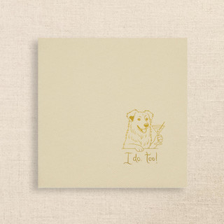This is a natural decorative paper napkins by Papel Custom Design called “i do, too!” australian shepherd wedding cocktail napkins champage in standard