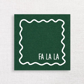 This is a green decorative paper napkins by Papel Custom Design called fa la la holiday premium cocktail napkins | pack of 50 premium quality in standard