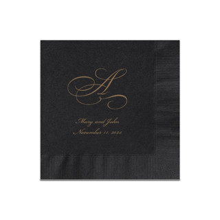 This is a multicolorassorted-colors decorative paper napkins by Papel Custom Design called script monogram custom napkin - pack of 100 in standard
