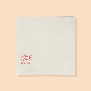 This is a white decorative paper napkins by ForYourParty called custom cin cin napkin, cocktail size, set of 100 in standard