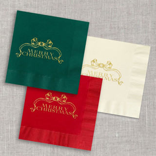 This is a multicolorassorted-colors decorative paper napkins by Orchid Studio called merry christmas foil cocktail napkins - assorted colors (set of 20) in standard