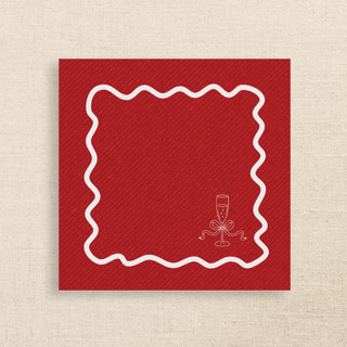 This is a red decorative paper napkins by Papel Custom Design called champagne glass with wavy border premium red cocktail napkins - set of 50 premium quality in standard
