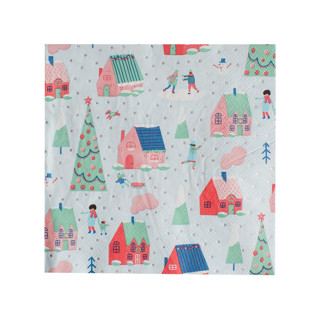 This is a blue decorative paper napkins by Jollity and Co called snow day large napkins - set of 16 in standard