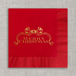 This is a red decorative paper napkins by Orchid Studio called merry christmas foil cocktail napkins - red napkins (set of 20) in standard